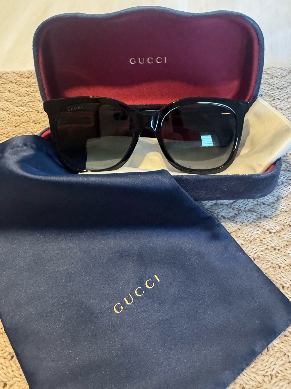 Gucci Black Gloss Oversized Sunglasses GG1071S